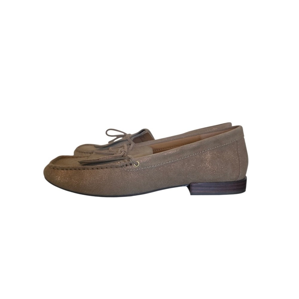 Donald J.Pliner Shoes 8.5 Breezy Penny Fringe Loafer New Metallic Gold Taupe